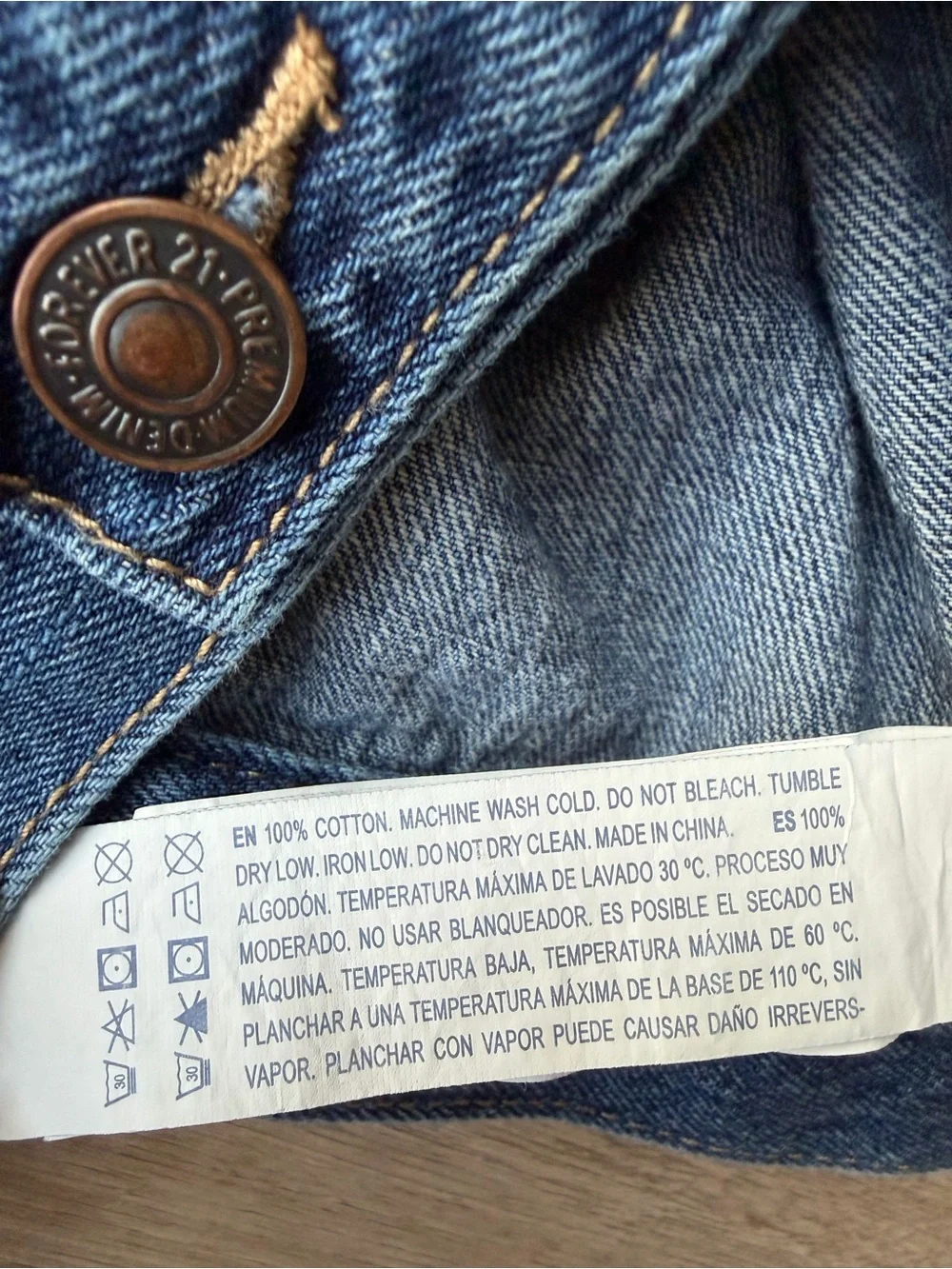 Forever 21 Girls Size 11/12 Denim Jean Jacket Trucker Medium Wash 100% Cotton